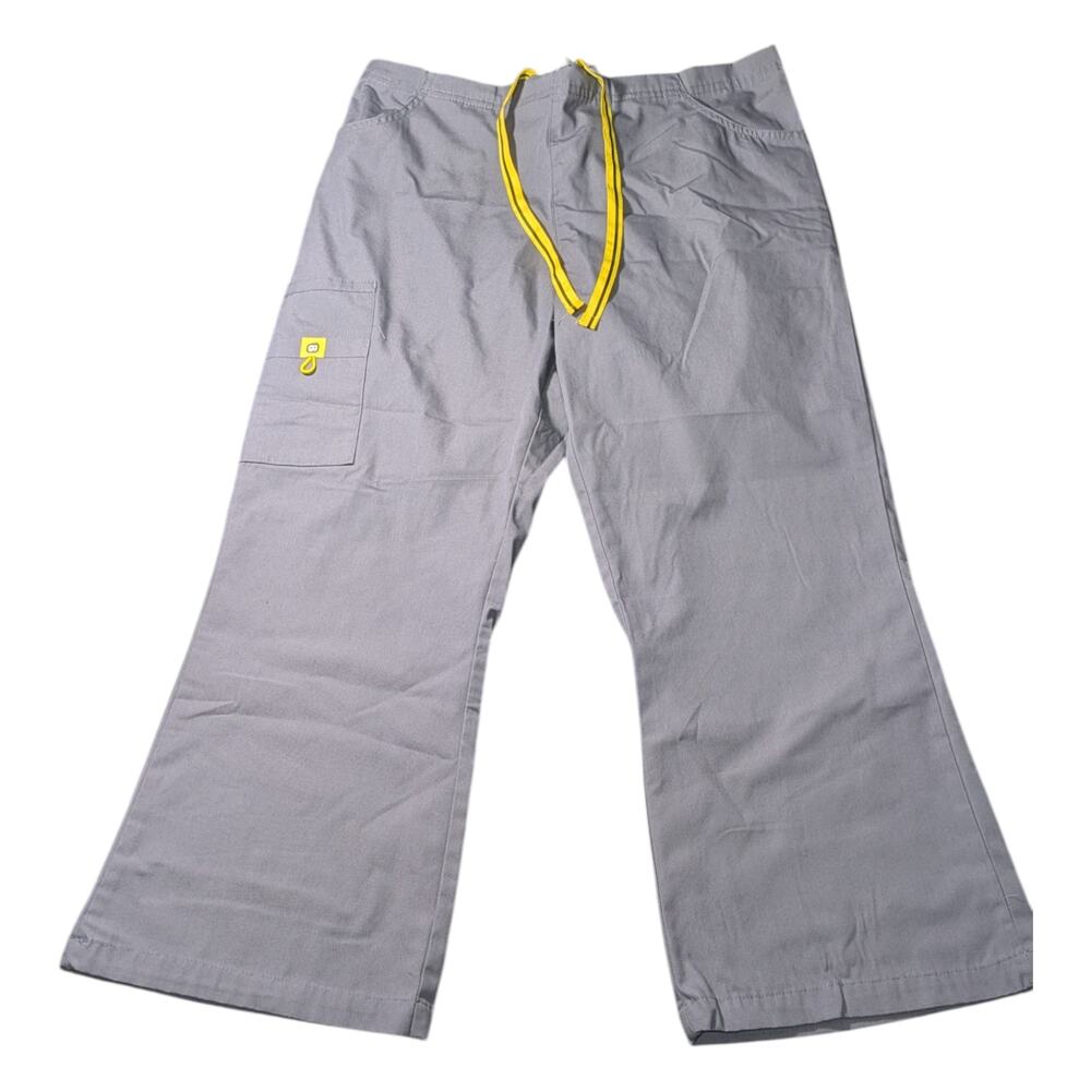 Spread Good Cheer Scrub Pants Size Med T Grey With Yellow Ties